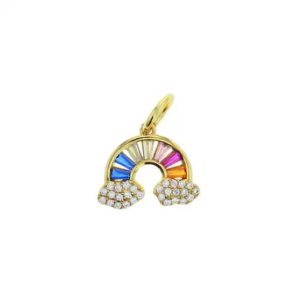 Gold crystal multicolored rainbow charm